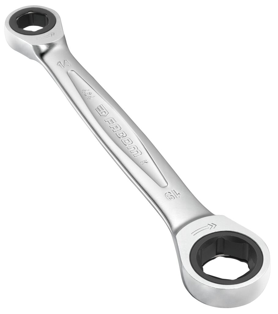 Llave de estrella con trinquete recta abertura 14 y 19 mm