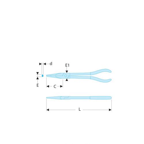 Alicate de bocas semirredondas extralargos con doble articulación - acodada 45°