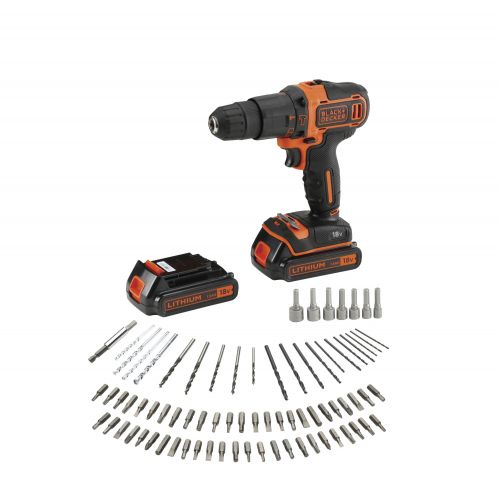 BDCHD18BAFC-QW - Taladro Percutor 18V con 2 baterías 1,5Ah, 80 accesorios, cargador y maletín