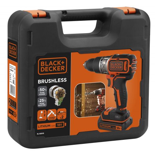 BL188KB-QW - Taladro Percutor BRUSHLESS 18V con 2 baterías 1,5Ah de Litio y maletín