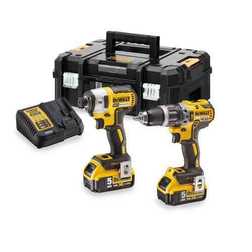 DCK266P2T-QW - KIT XR = DCD796 Taladro Percutor + DCF887 Atornillador Impacto + 2 baterías Li-Ion 5Ah + maletín TSTAK II