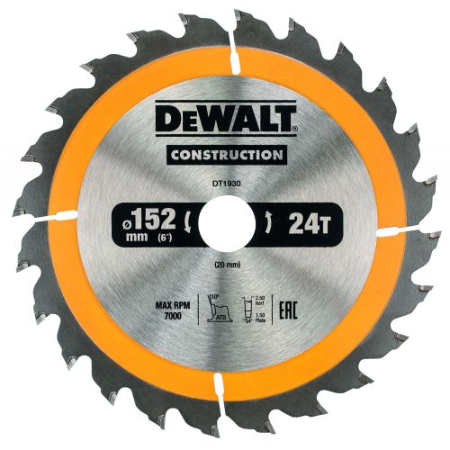 DT1930-QZ - Hoja para construcción 152 x 20mm 24T (AC)