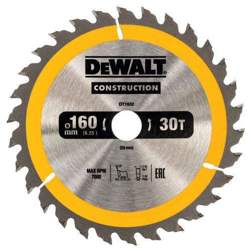 DT1932-QZ - Hoja para construcción 160 x 20mm 30T (AC)