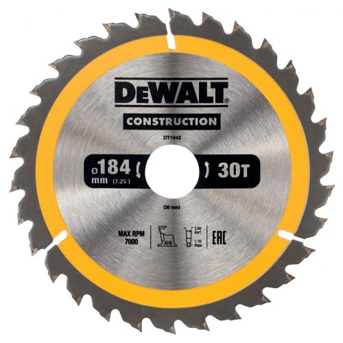 DT1942-QZ - Hoja para construcción 184x30mm 30T (AC)