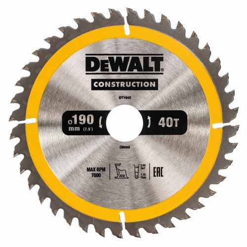 DT1945-QZ - Hoja para construcción 190x30mm 40T (AC)