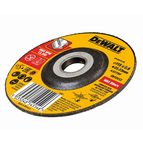 DT43910-QZ - Disco de corte concavo para metal con grano profesional de óxido de alumínio 115 x 2.8 x 22.23mm