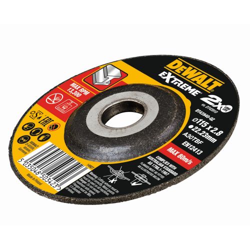 DT43940-QZ - Disco de corte concavo EXTREME® para metal con grano industrial de óxido de alumínio 115 x 2.8 x 22.23mm