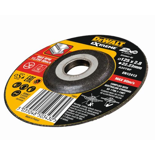 DT43941-QZ - Disco de corte concavo EXTREME® para metal con grano industrial de óxido de alumínio 125 x 2.8 x 22.23mm