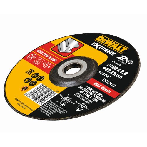 DT43942-QZ - Disco de corte concavo EXTREME® para metal con grano industrial de óxido de alumínio 180 x 2.8 x 22.23mm