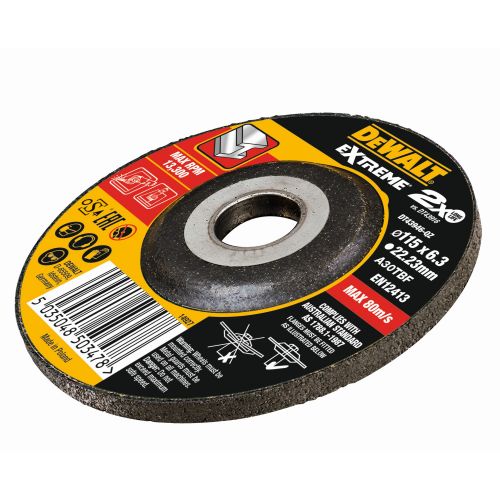 DT43946-QZ - Disco de desbaste concavo EXTREME® para metal con grano industrial de óxido de alumínio 115 x 6.3 x 22.23mm