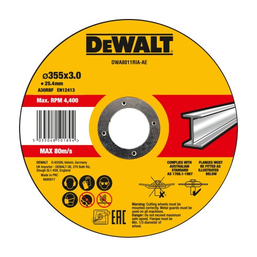 DWA8011RIA-AE - Disco para sierra tronzadora para metal 355 x 3 x 25.4mm