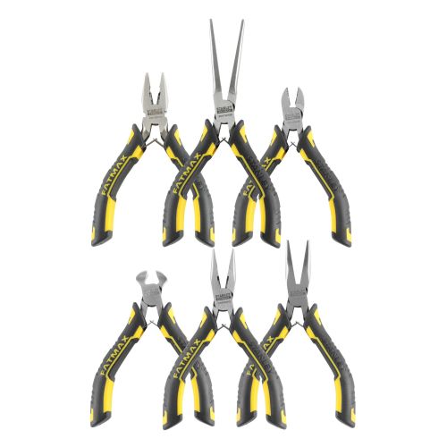 Set mini-alicates FATMAX® 6 piezas (Universales 120mm, Corte Diagonal 110mm, Corte Frontal 105mm, Boca Larga 125mm, Boca extra-larga 150mm y Boca Curva 130mm)
