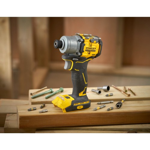 Atornillador de Impacto BRUSHLESS V20 Li-Ion 18V 203Nm. Incluye 2 baterías Li-Ion 2Ah, cargador 1.25A y maletín