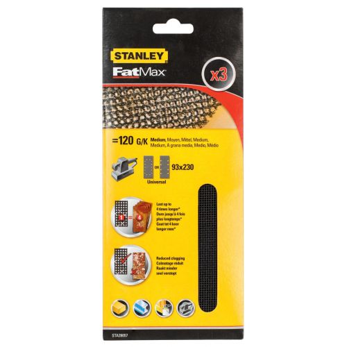 3 hojas de lija de malla 1/3  (93x190mm), no velcro. Grano 120