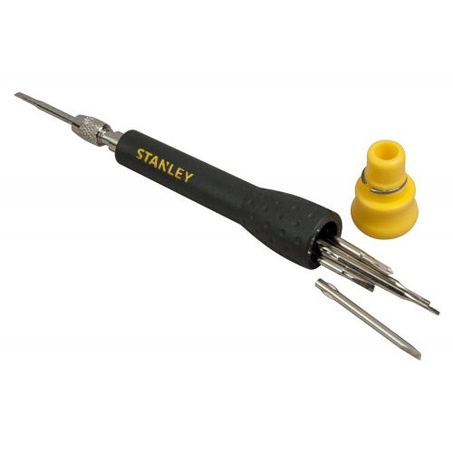 Juego de destornillador de precisión FATMAX® con 16 puntas intercambiables. Planas 1, 1.2, 1.5, 1.8, 2, 2.5. Phillips PH000 y PH00. Torx T5, T6, T7 y T8. Hexagonales 0.9, 1.3, 1.5 y 2