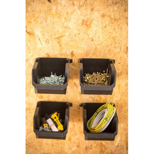 4 CUBETAS MEDIANAS STANLEY® NEGRAS CON SOPORTE PARA PARED