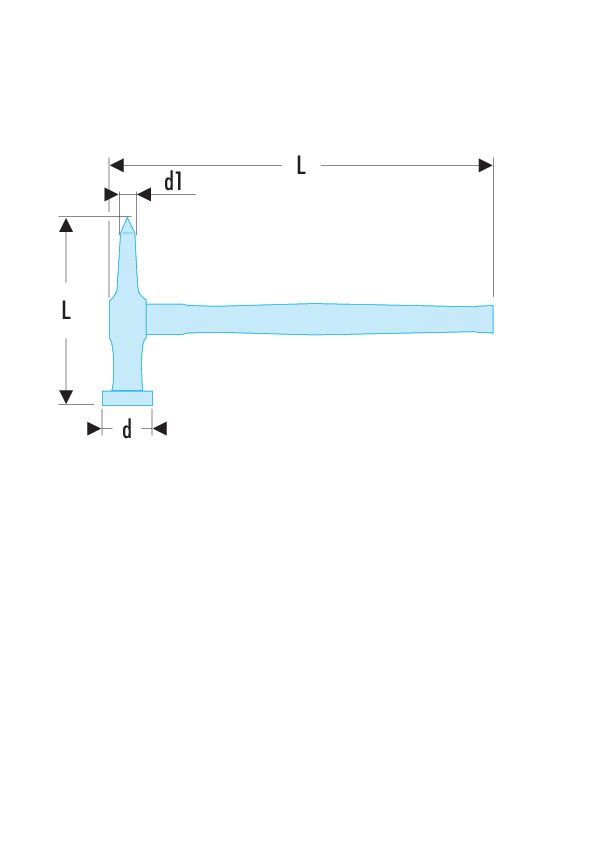 Martillo de peña recta y cabeza redonda plana