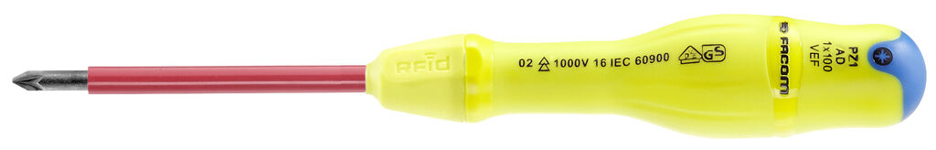 AD.VE - DESTORNILLADORES PROTWIST® AISLADOS 1.000 VOLTIOS PARA TORNILLOS CRUCIFORMES POZIDRIV® - RFID | AD1X100VERFID