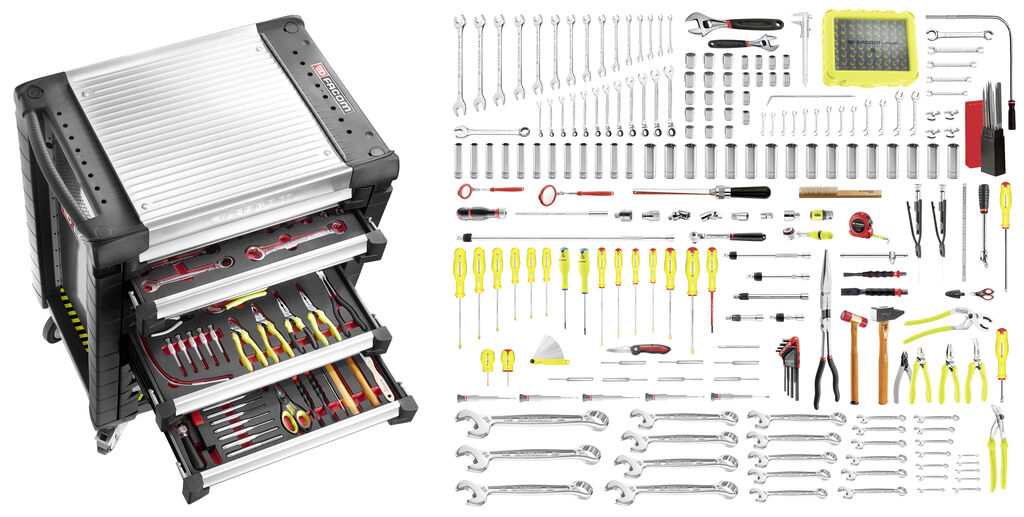 Selección 297 herramientas métricas para mantenimiento helicópteros Airbus - carro móvil 8 cajones