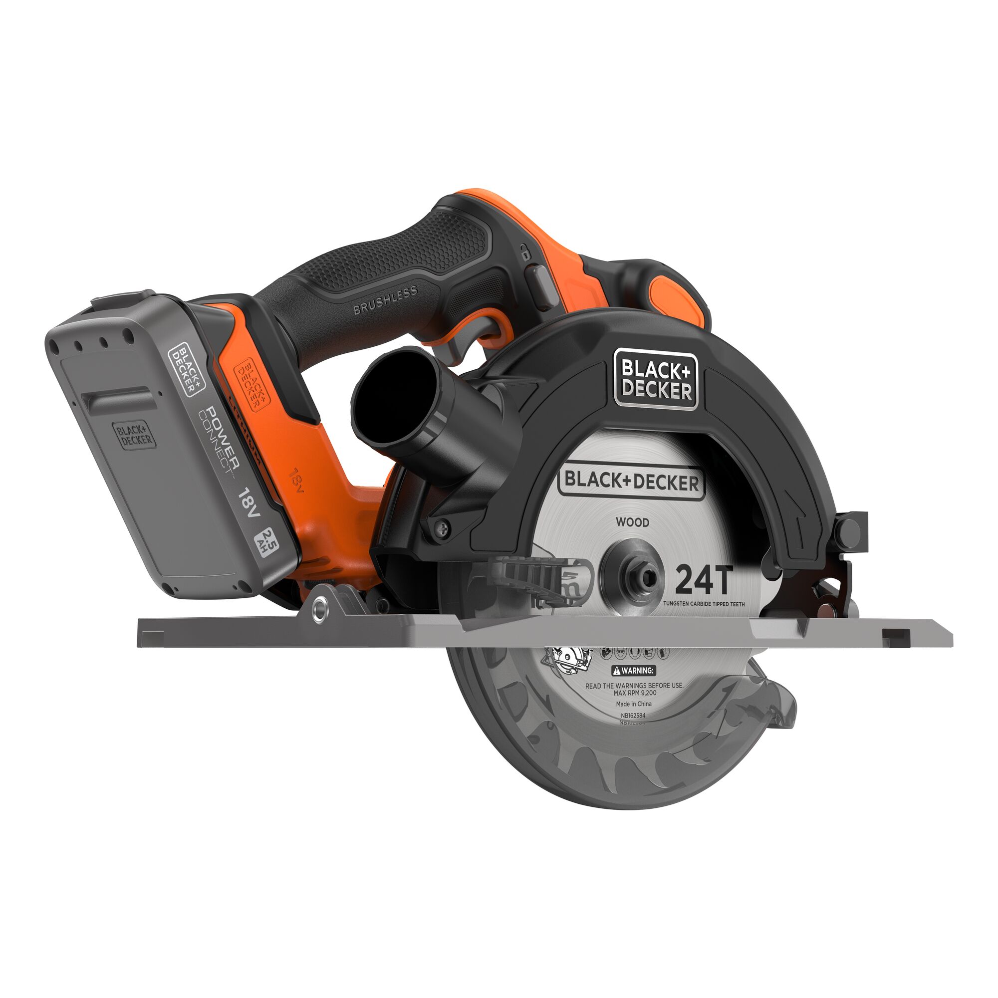 BLCCS78E1-QW - Sierra circular BRUSHLESS 18V 165mm con 1 batería de 2,5Ah con indicador de carga, cargador y guía paralela
