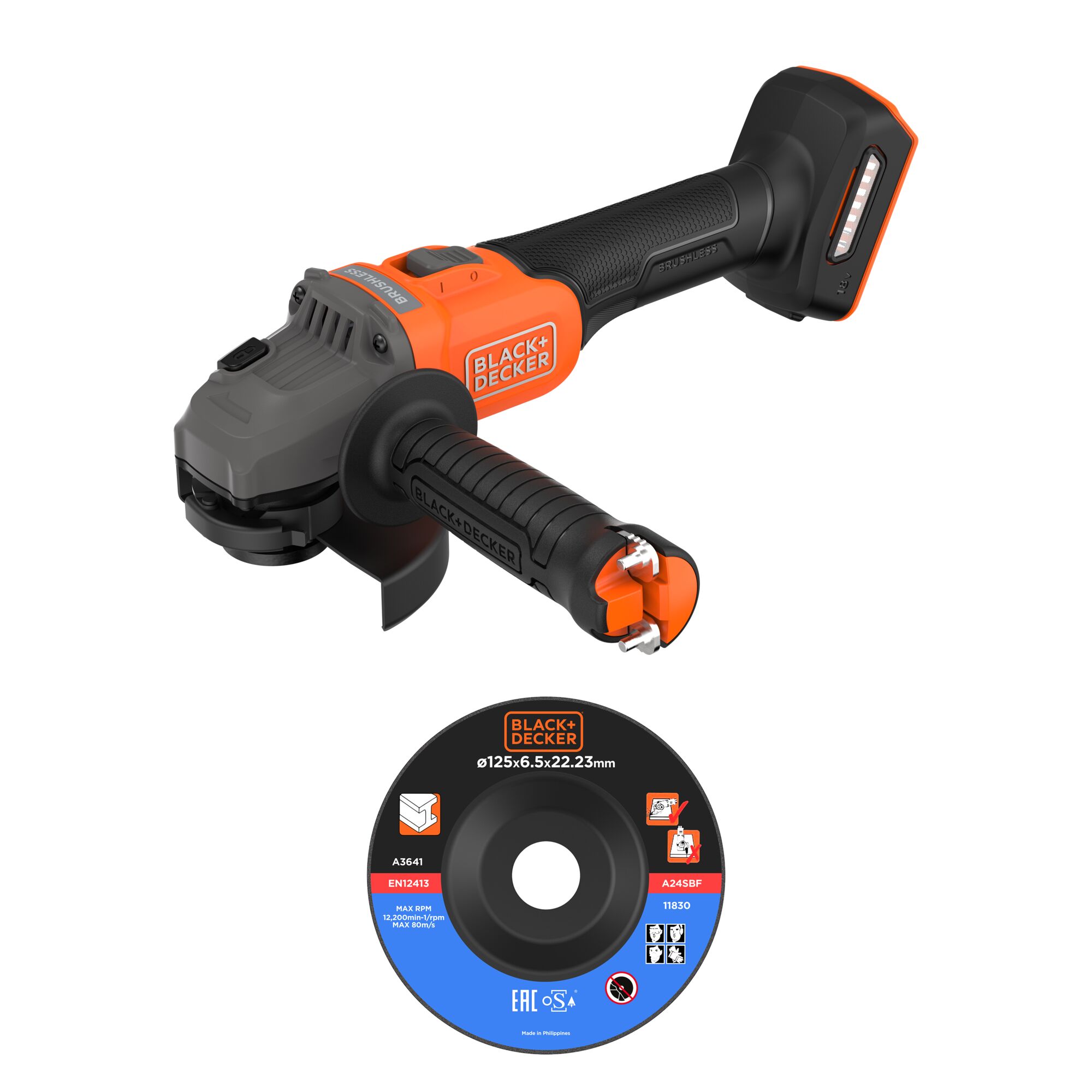BLCG78N-XJ - Mini-Amoladora BRUSHLESS 18V 125mm con 1 disco, sin batería/cargador