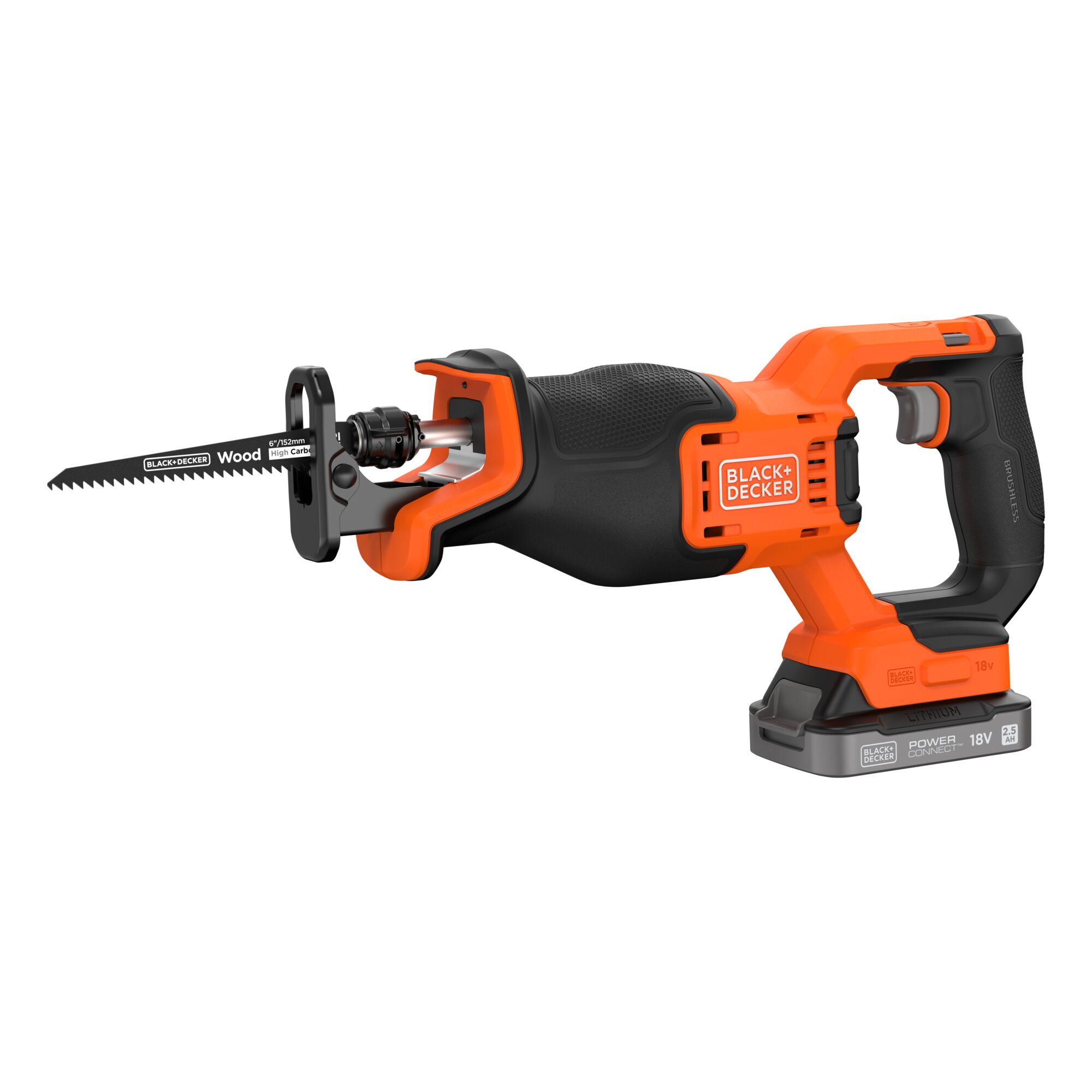 BLCR78E1-QW - Sierra de sable BRUSHLESS 18V con 1 batería de 2,5Ah, cargador y 3 hojas