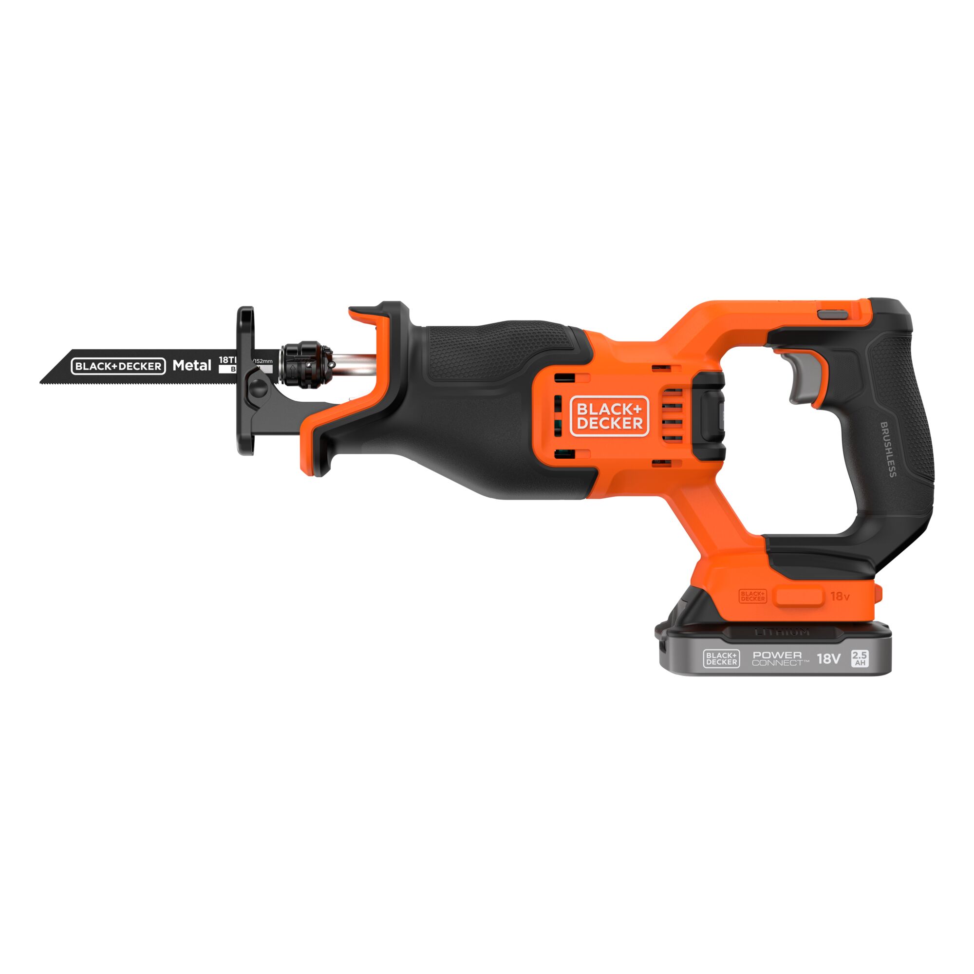 BLCR78E1-QW - Sierra de sable BRUSHLESS 18V con 1 batería de 2,5Ah, cargador y 3 hojas