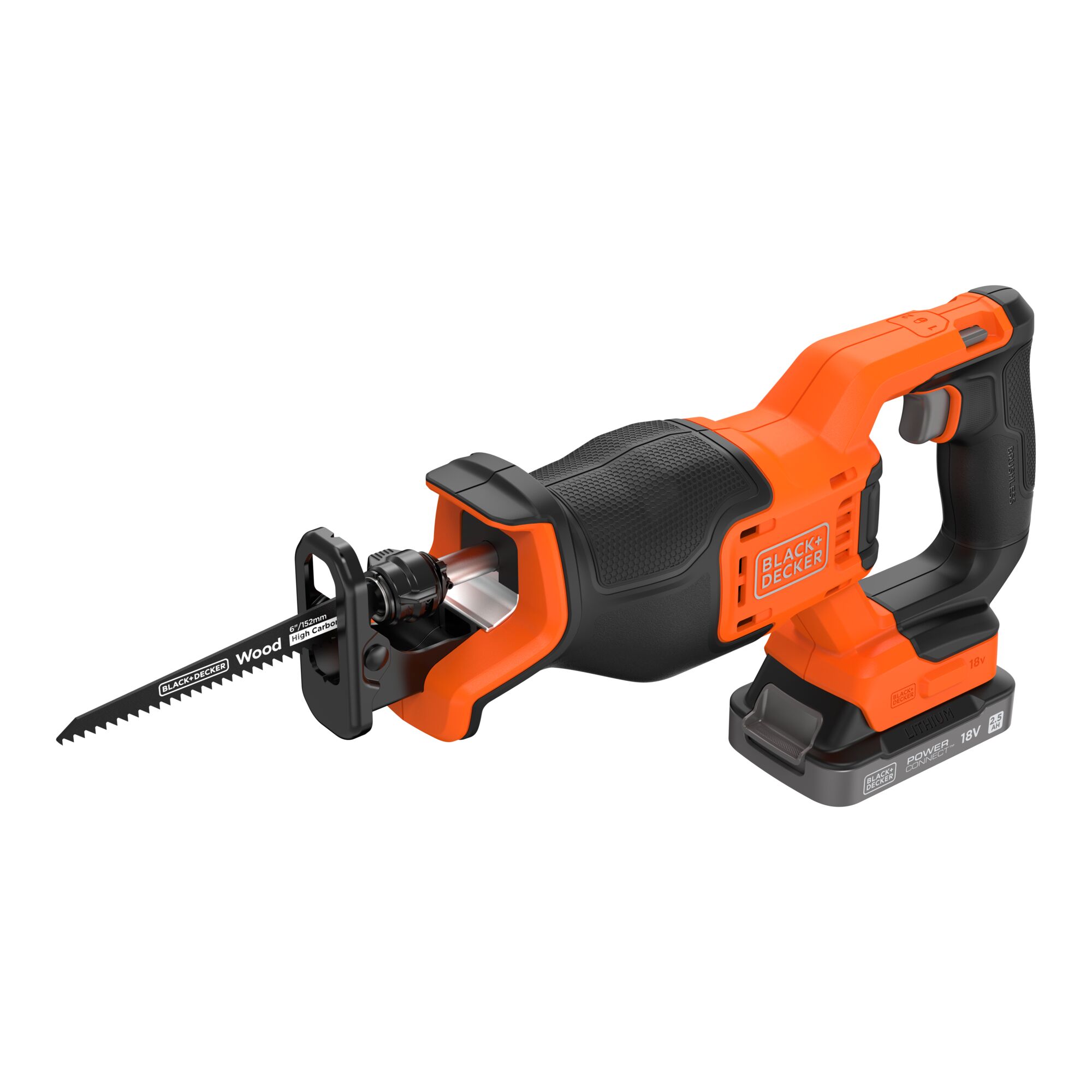 BLCR78E1-QW - Sierra de sable BRUSHLESS 18V con 1 batería de 2,5Ah, cargador y 3 hojas