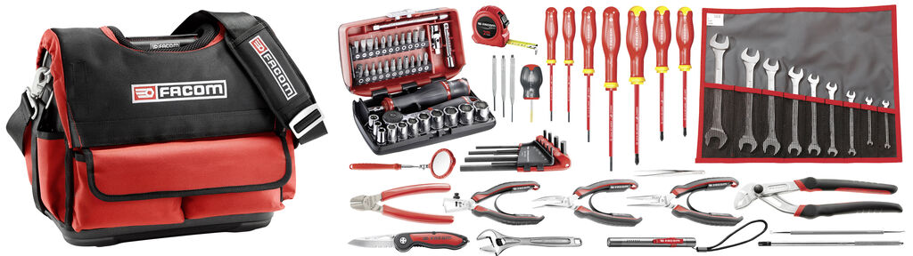 Selección electromecánico 80 herramientas - caja de herramientas textil