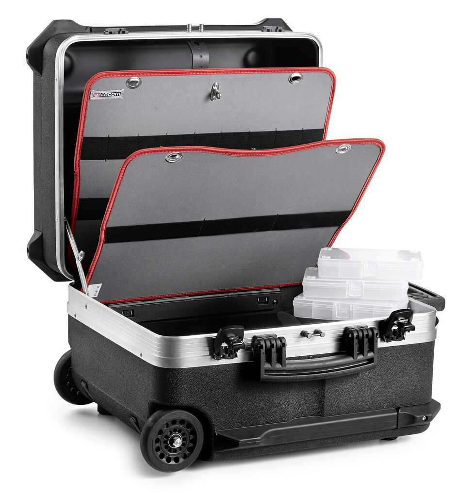 Maleta contenedor con ruedas para electromecánica