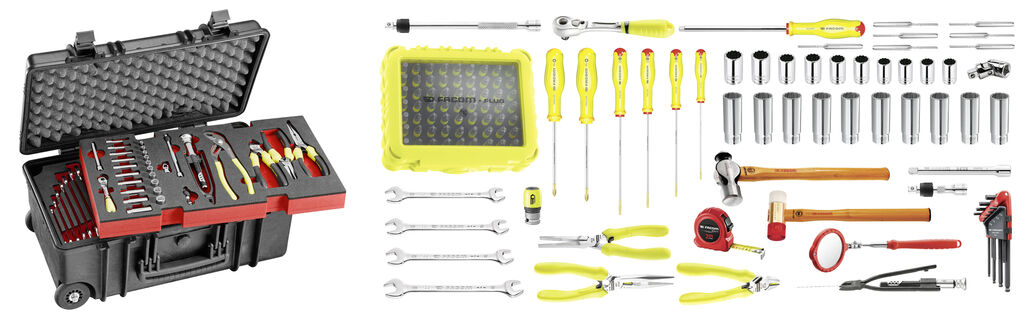 Selección 141 herramientas en pulgadas para mecánico aeronáutico licencia A - módulos espuma y caja estanca