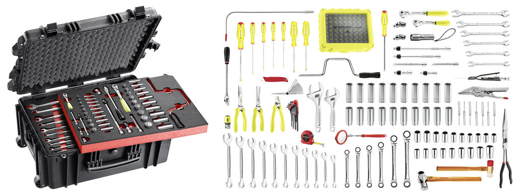 Selección 179 herramientas en pulgadas para mecánico aeronáutico licencia B1 - módulos espuma y caja estanca