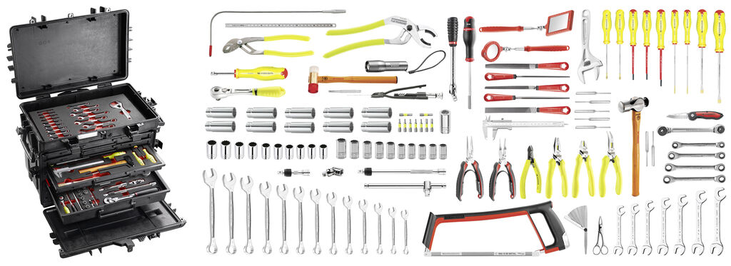 Selección 117 herramientas métricas y en pulgadas para mantenimiento avión militar - módulo espuma y caja estanca