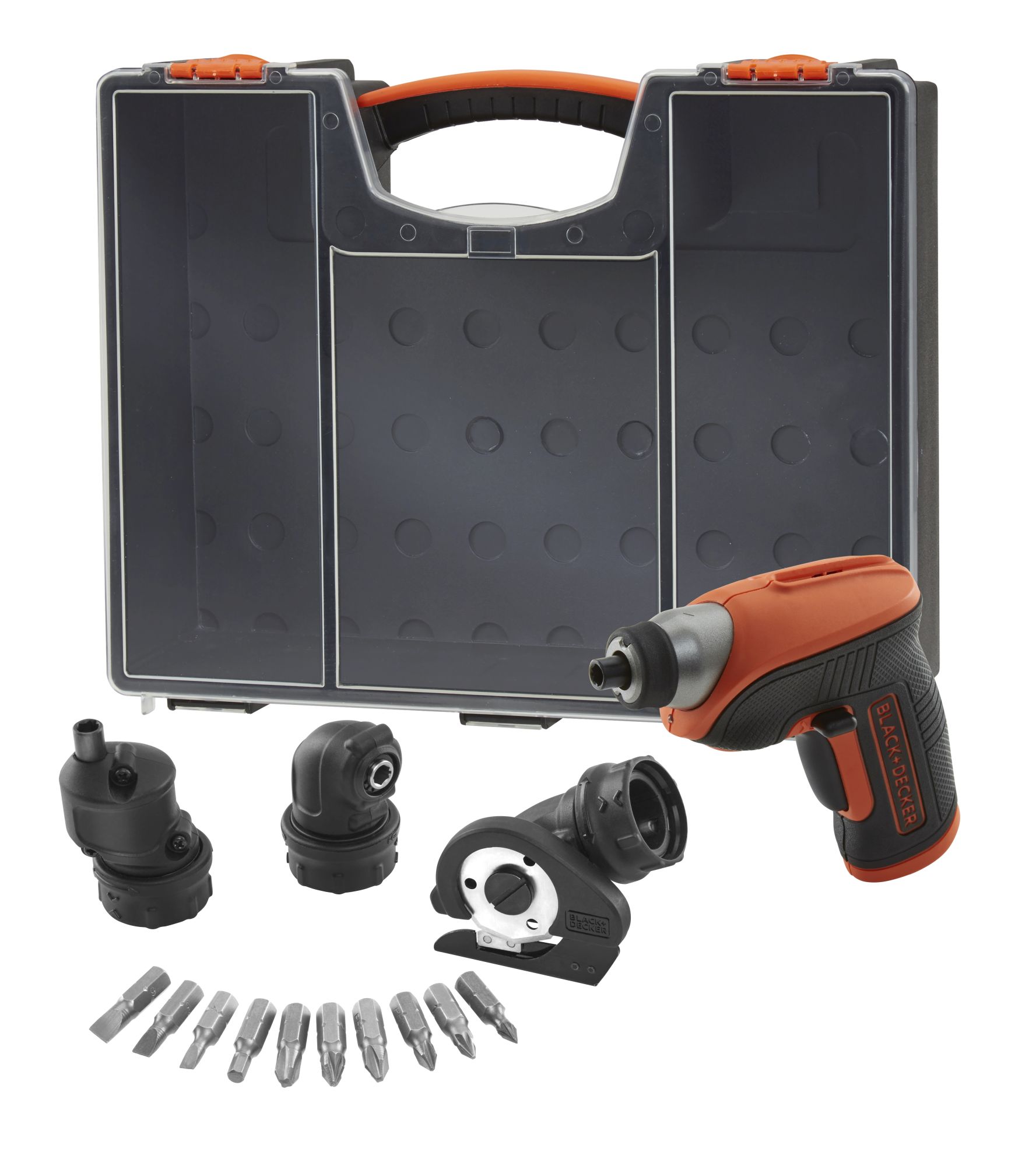 CS3652OA-QW - Atornillador 3.6V Litio con 3 cabezales y 10 accesorios en organizador