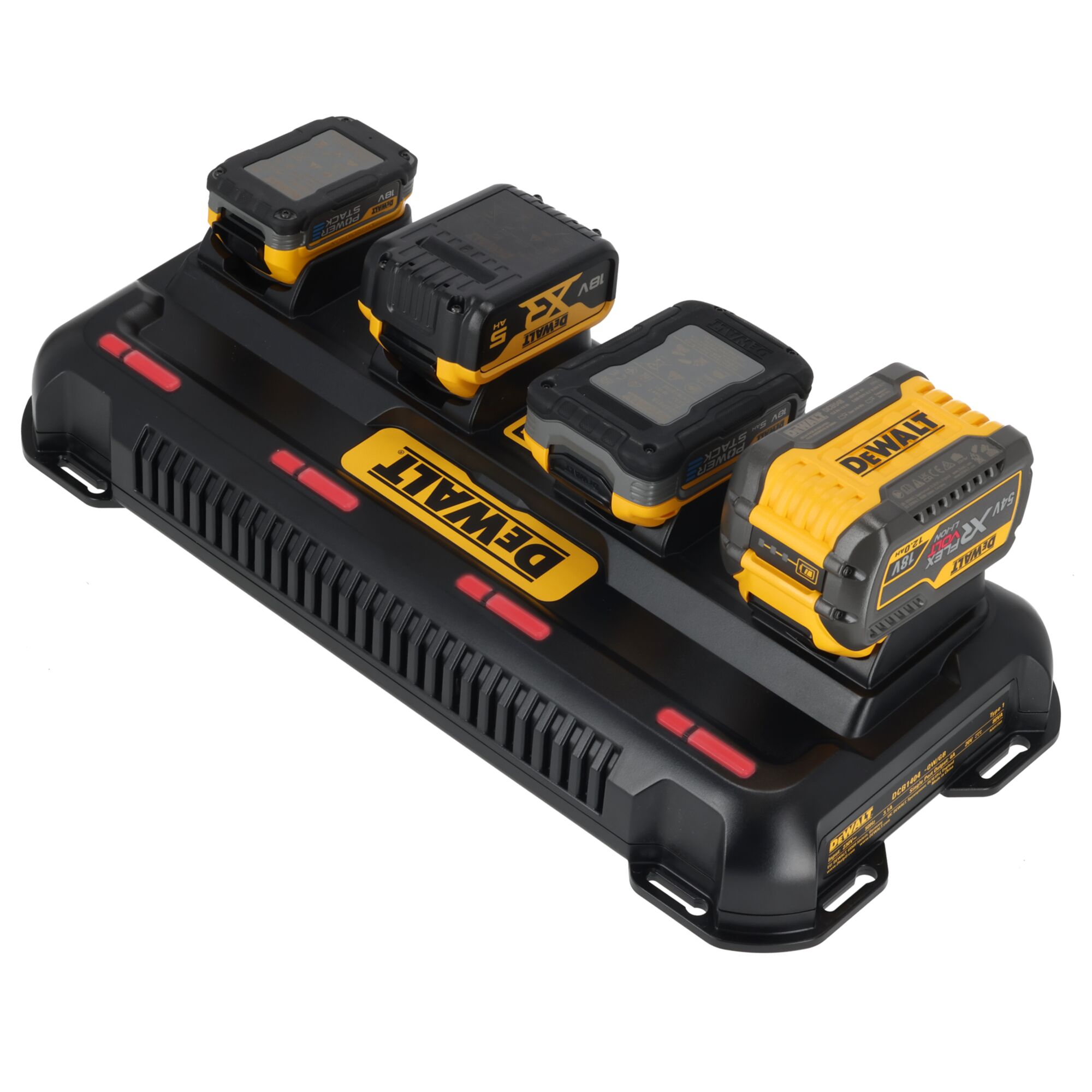 DCB1404-QW - Cargador 4 Puertos XR FLEXVOLT: 54V - 18V -  12V carril Li-Ion (4x4A)