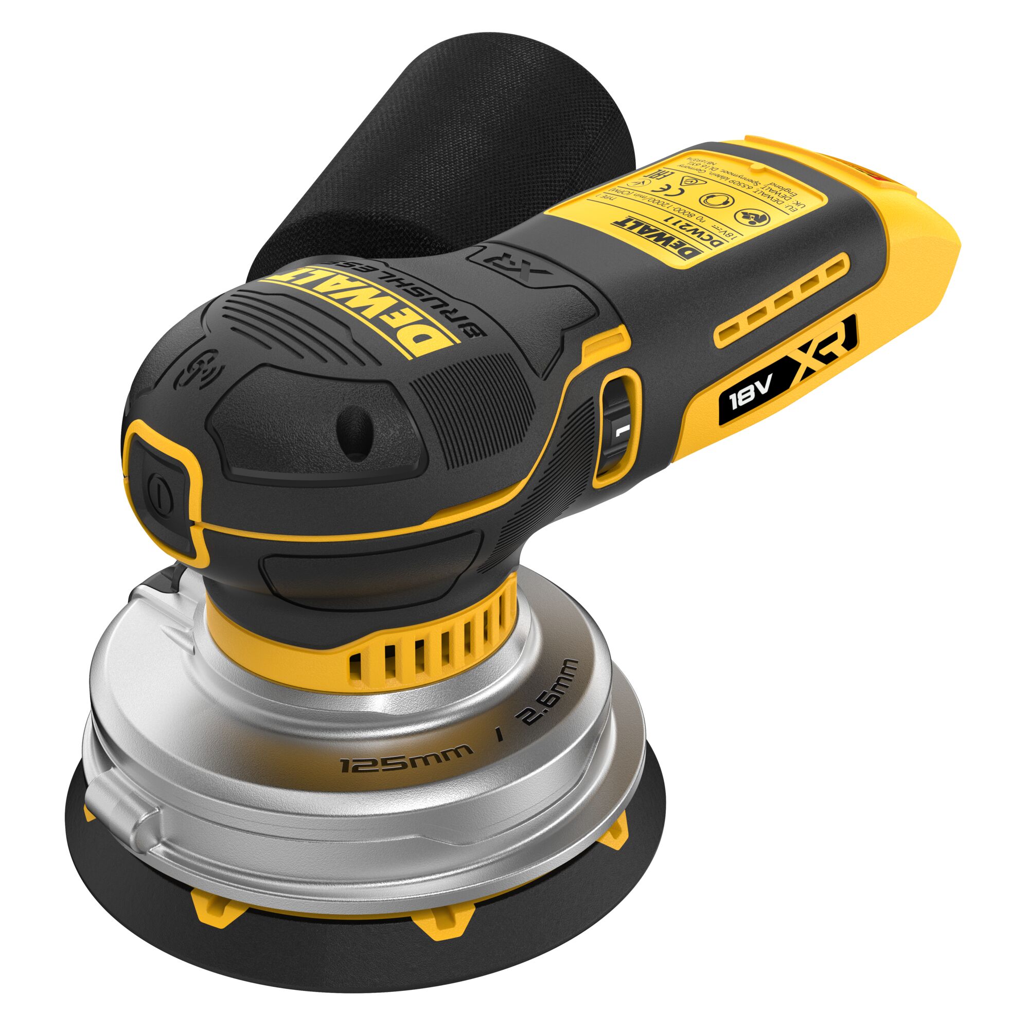 DCW211NT-XJ - Lijadora Rotorbital sin escobillas XR 18V Ø125mm Electrónica sin cargador/batería