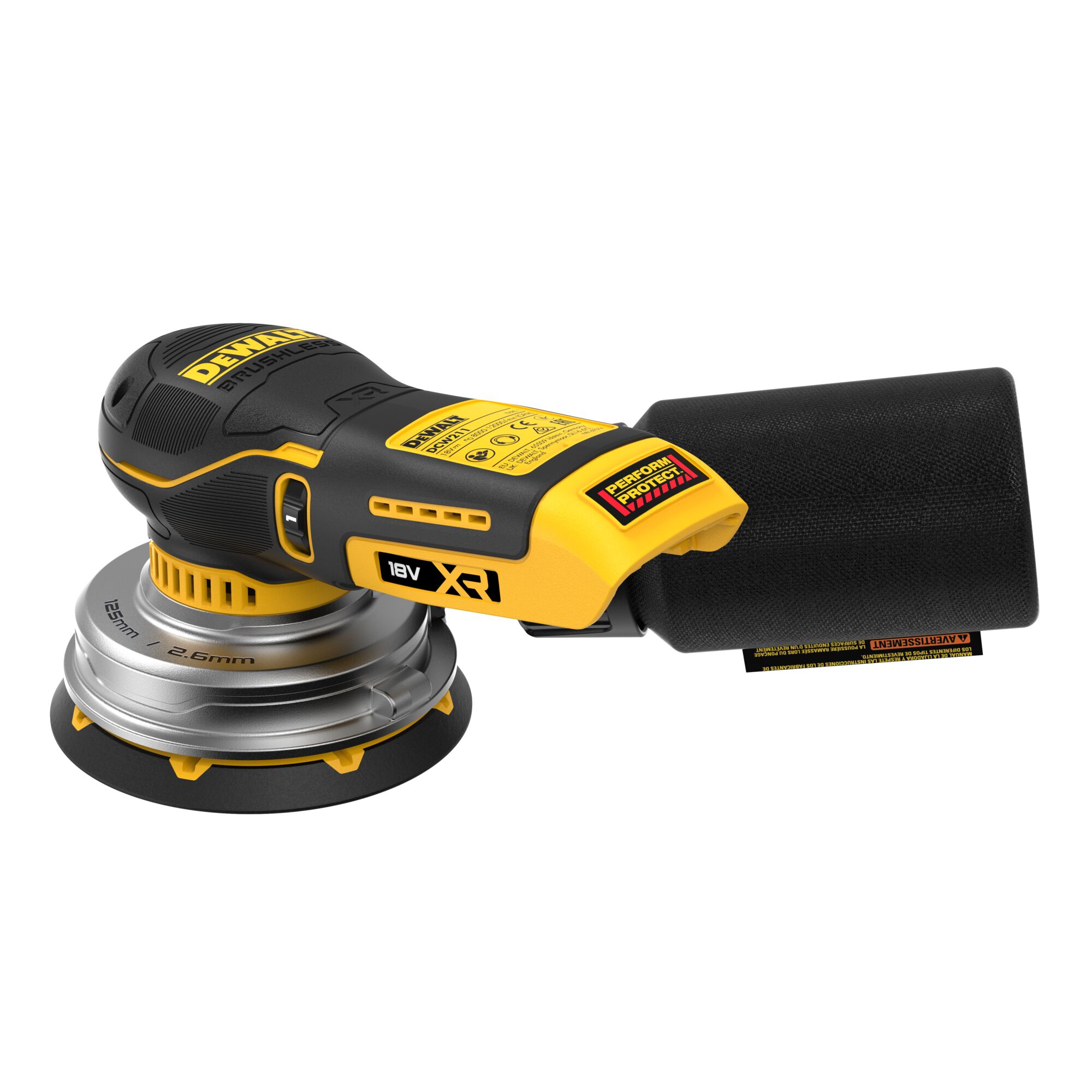 DCW211NT-XJ - Lijadora Rotorbital sin escobillas XR 18V Ø125mm Electrónica sin cargador/batería