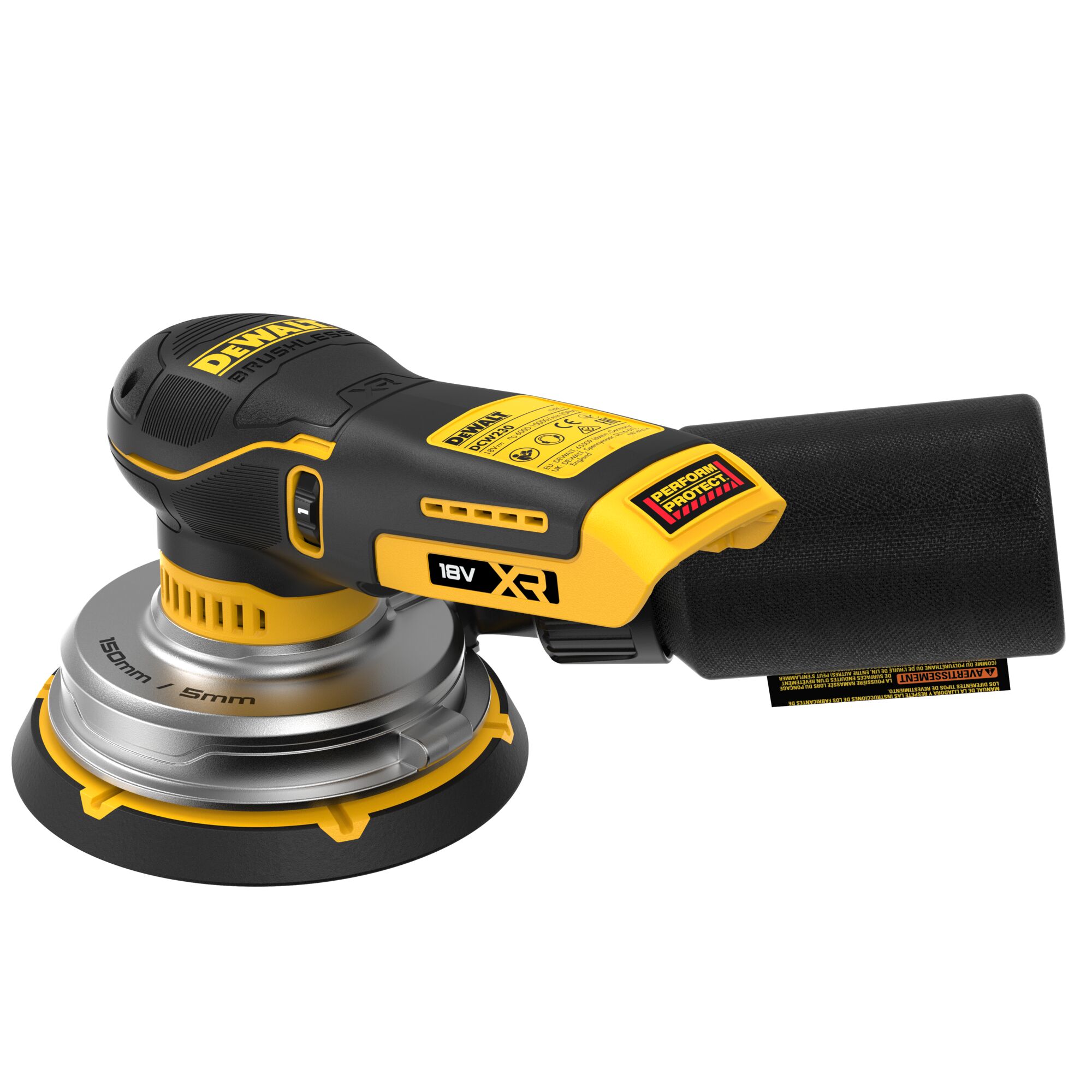 DCW230NT-XJ - Lijadora Rotorbital sin escobillas XR 18V Ø150mm Electrónica sin cargador/batería