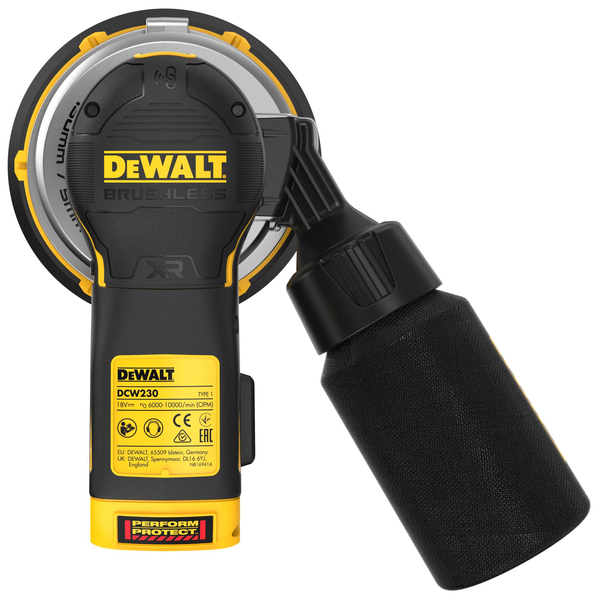 DCW230NT-XJ - Lijadora Rotorbital sin escobillas XR 18V Ø150mm Electrónica sin cargador/batería