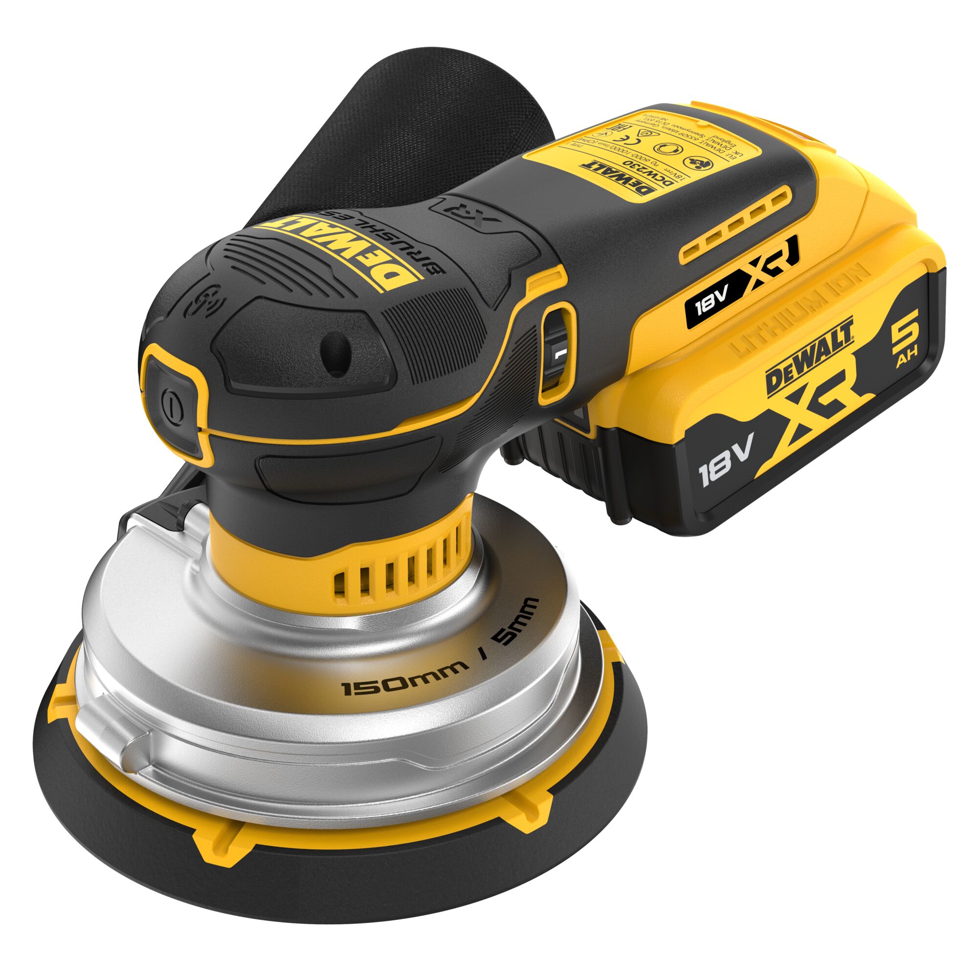 DCW230P2-QW - Lijadora Rotorbital sin escobillas Ø150mm XR 18V Li-Ion 5Ah