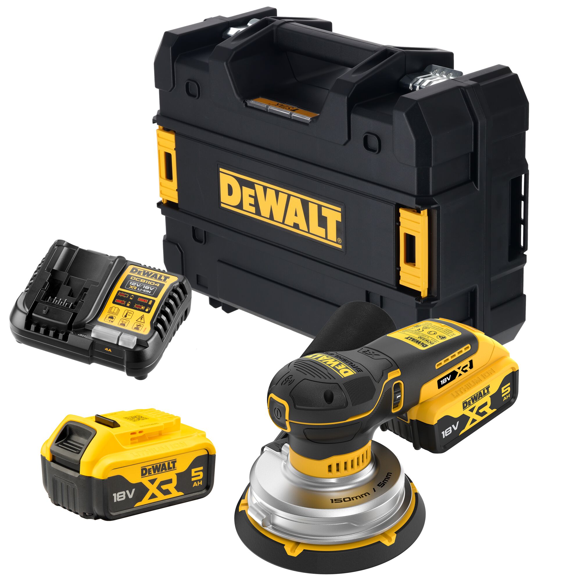 DCW230P2-QW - Lijadora Rotorbital sin escobillas Ø150mm XR 18V Li-Ion 5Ah