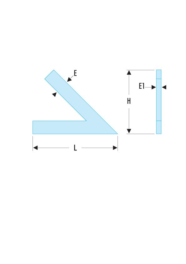 Escuadra con alas a 45º