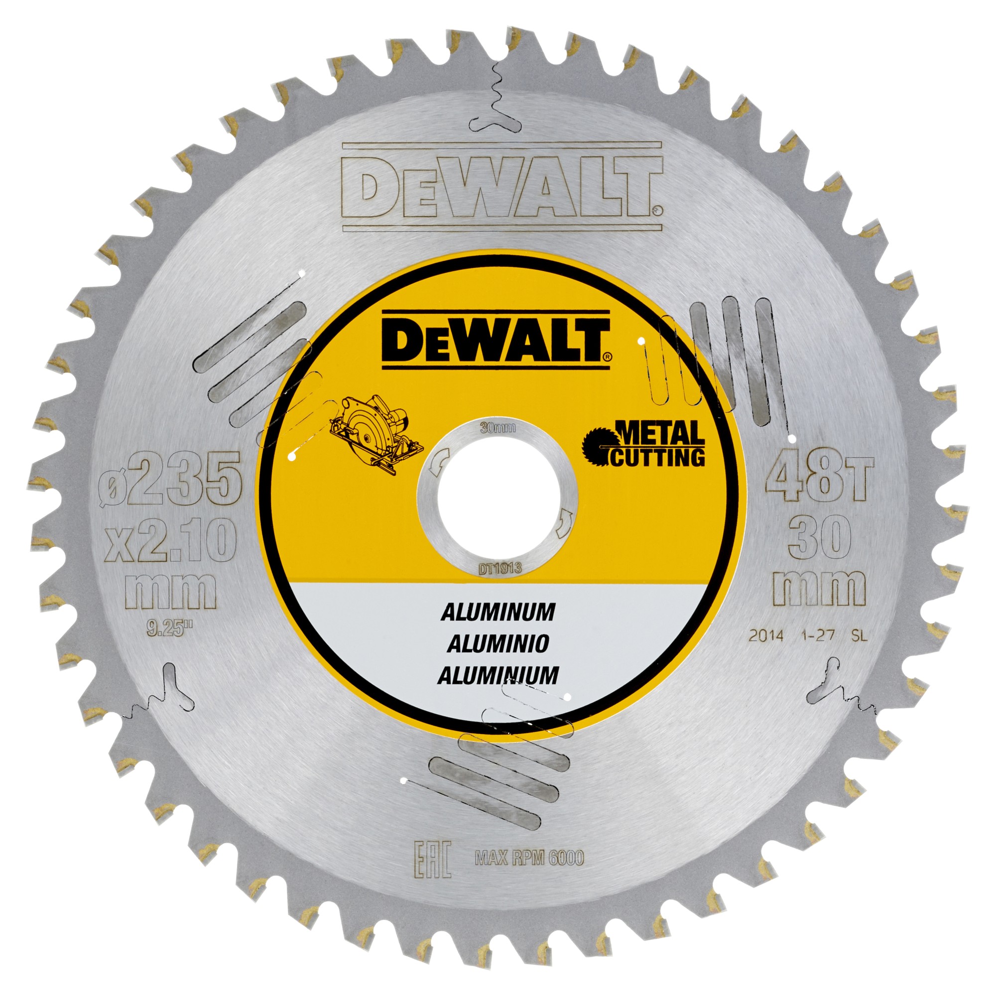 DT1913-QZ - Hoja de sierra circular portátil 235x30mm 48D para Aluminio