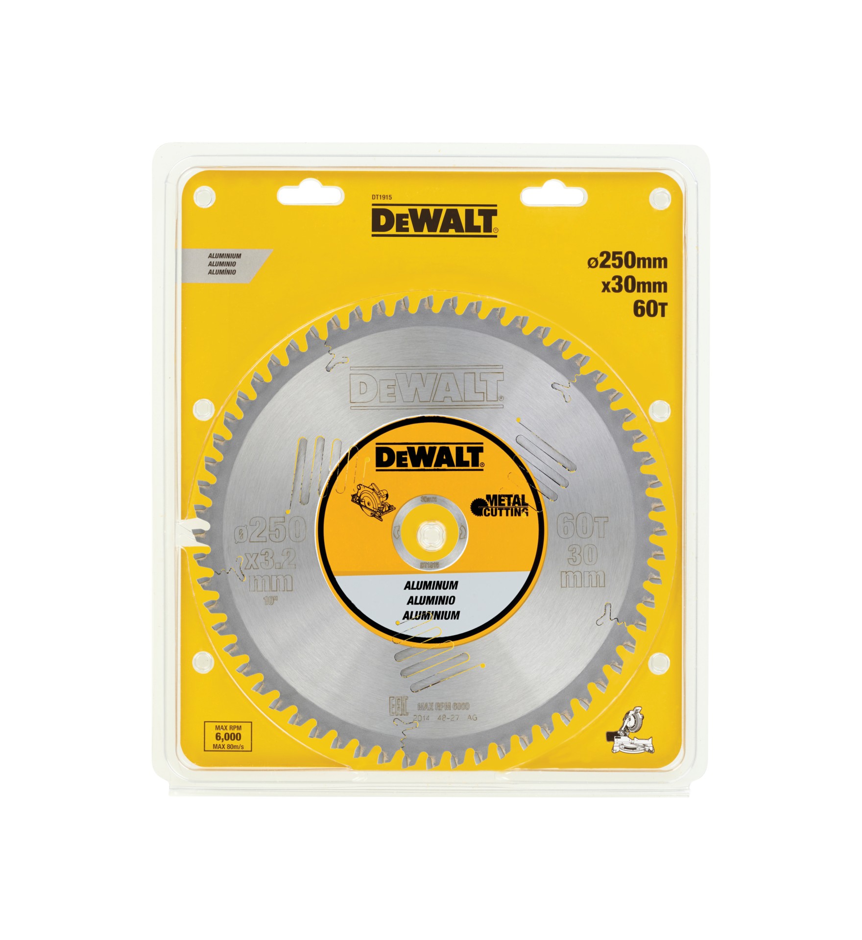 DT1915-QZ - Hojas para Sierra Estacionarias 250 x30 x60D para Aluminio