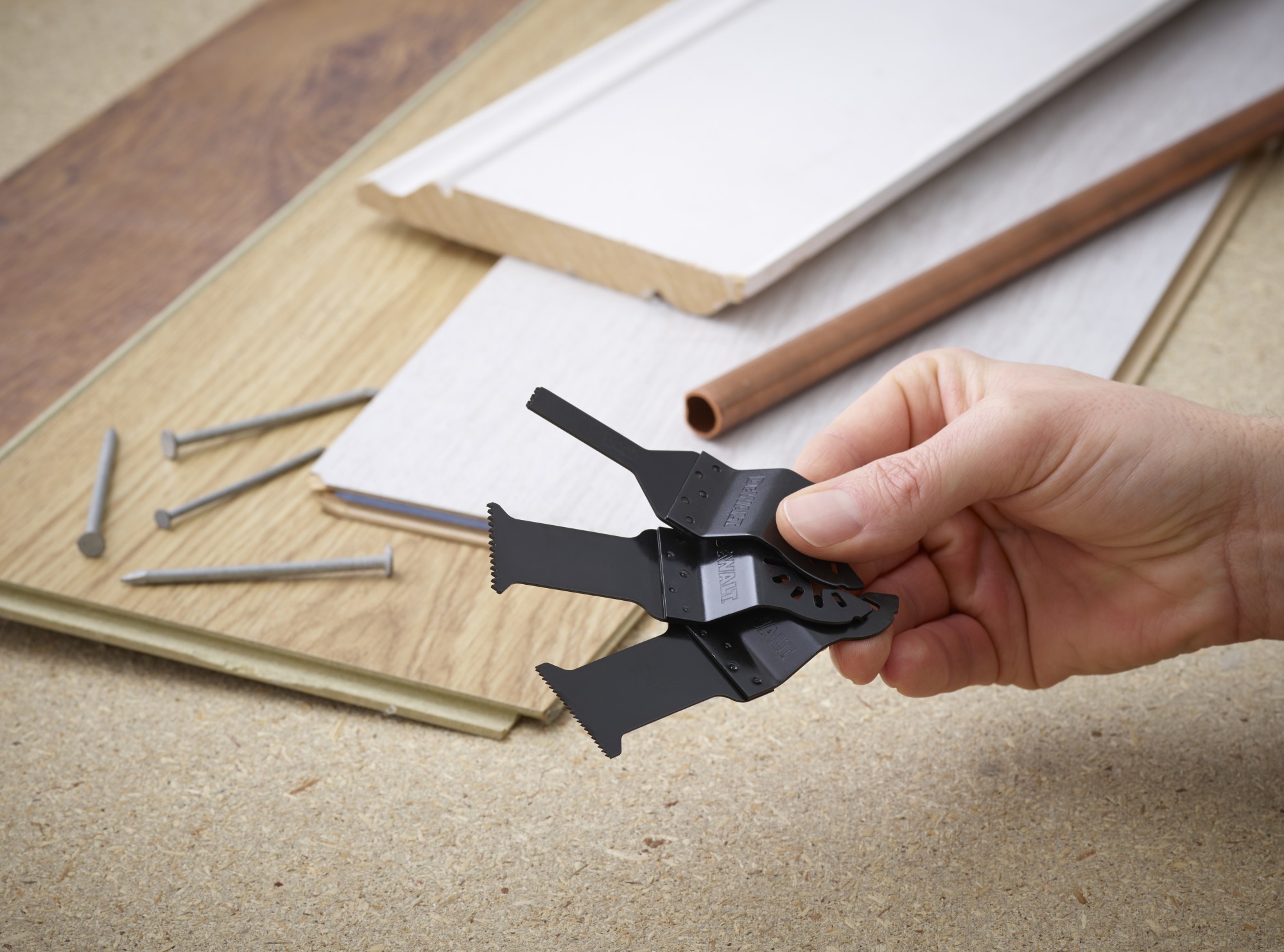 DT20713-QZ - Conjunto para Multiherramienta para madera, madera con clavos, panel de yeso y PVC (DT20701 x 1, DT20704 x 1, DT20706 x 1)