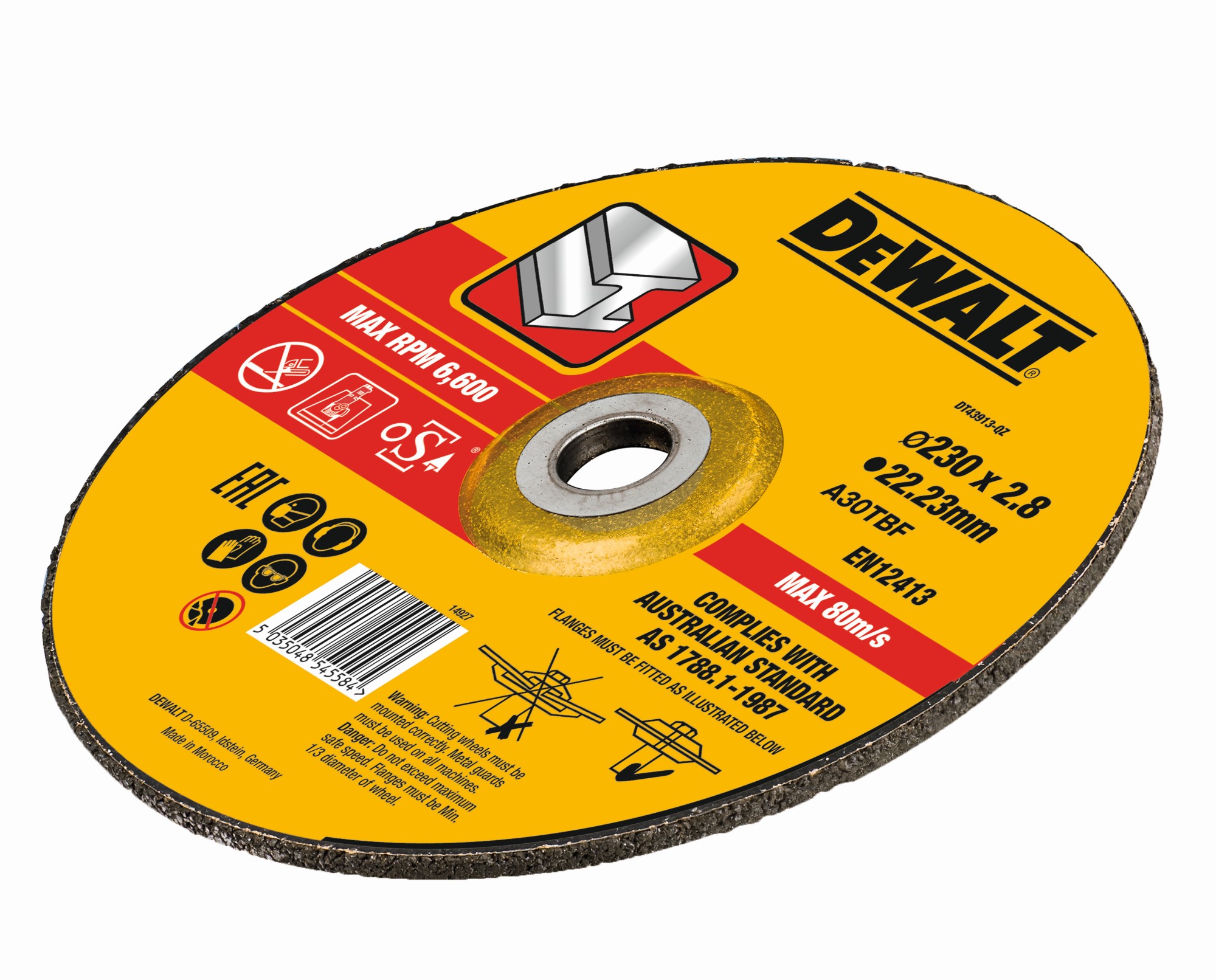 DT43913-QZ - Disco de corte concavo para metal con grano profesional de óxido de alumínio