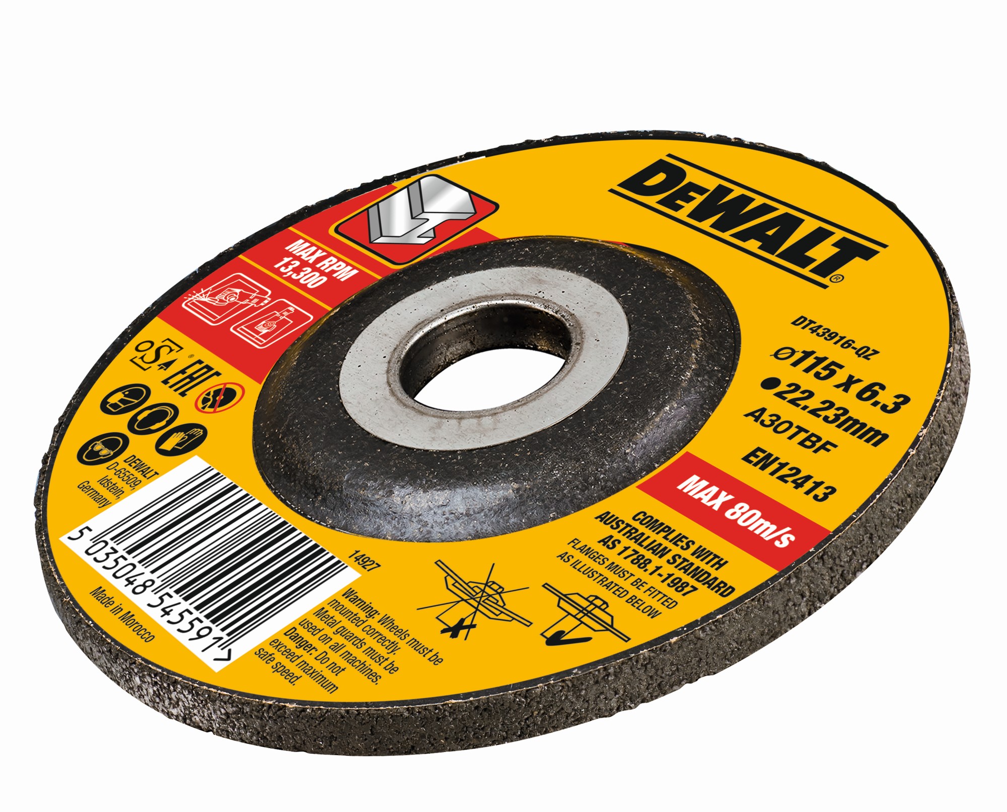 DT43916-QZ - Disco de desbaste concavo para metal con grano profesional de óxido de alumínio