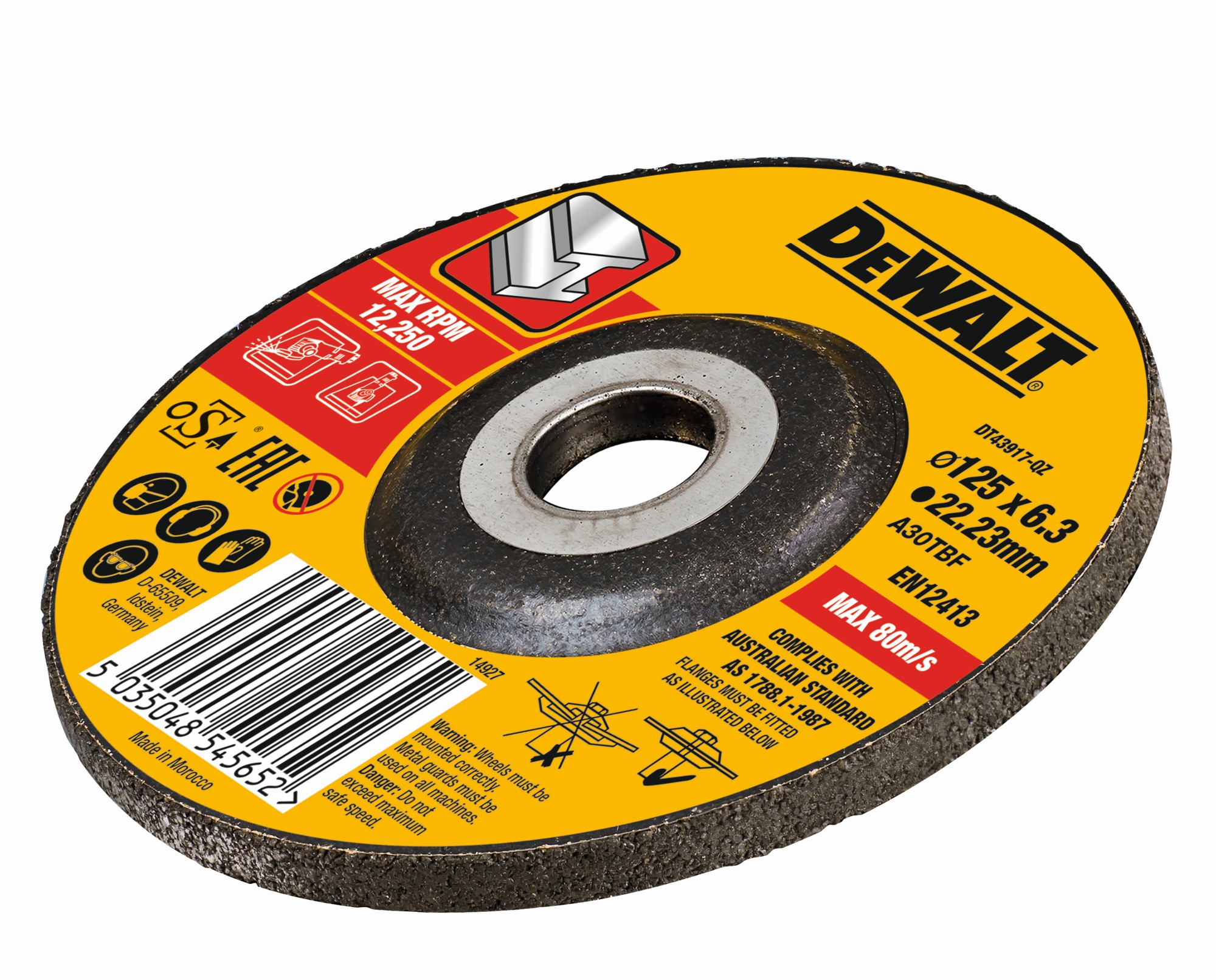 DT43917-QZ - Disco de desbaste concavo para metal con grano profesional de óxido de alumínio