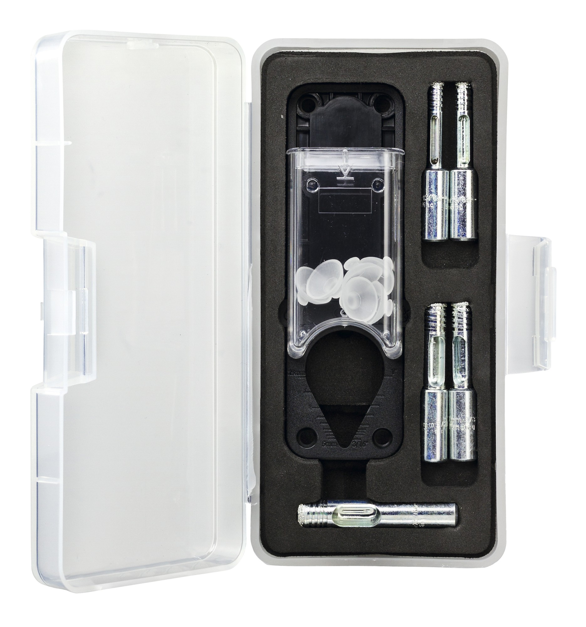 DT6046-QZ - Juego de 5 brocas de diamante de 5,6,7,8,10mm para perforación en azulejo + dispensador de agua