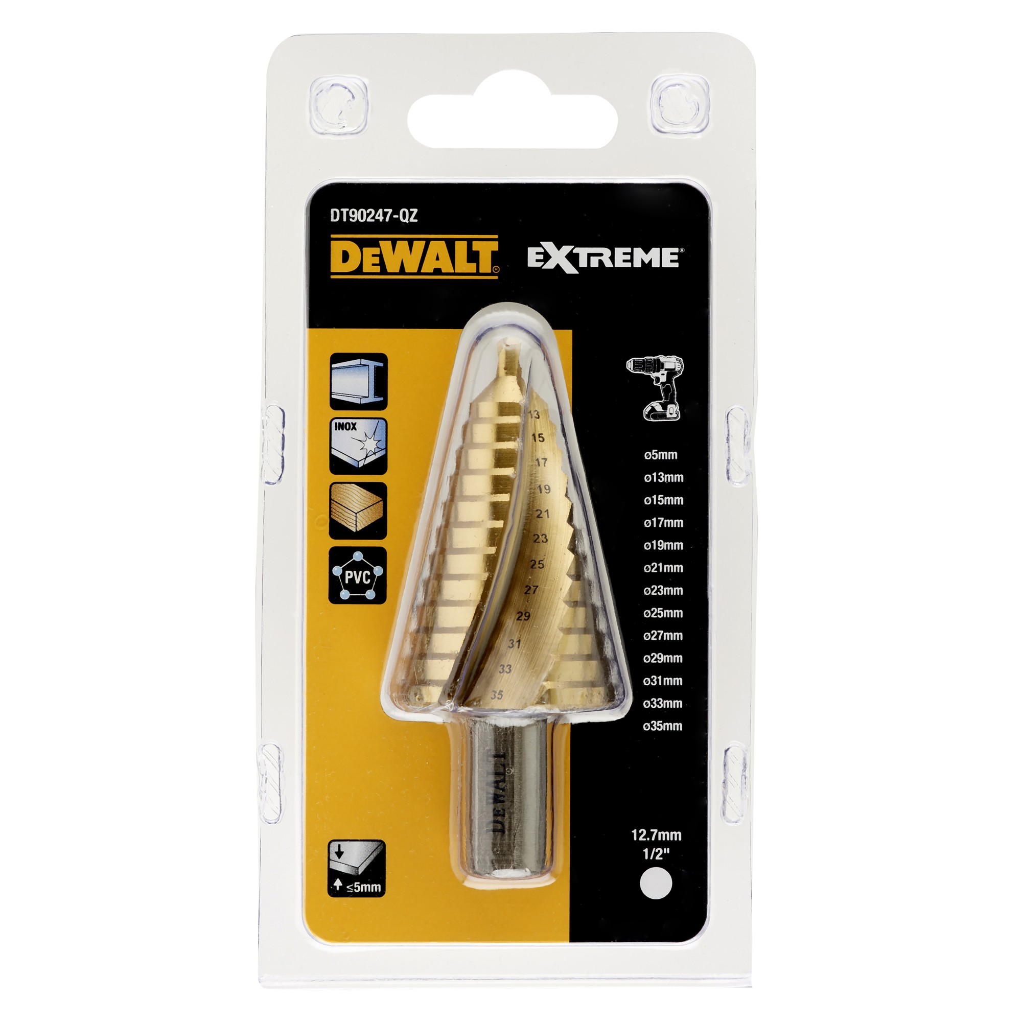 DT90247-QZ Broca cónica para metal Extreme Impact Ø  5-35mm